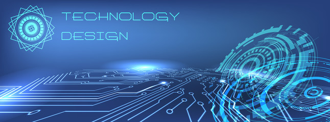 Abstract technology background hi-Tech communication concept, vector circuit Board, technological circles