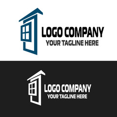  Logo windows, doors, construction, house, frames in two colors, isolated on a white background. Symbol graphic template element vector.