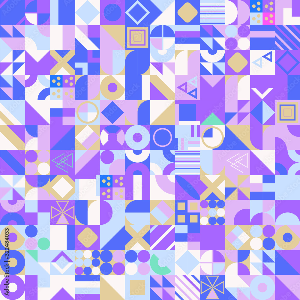 Poster retro pattern of different shapes. colorful vector mosaic backdrop. geometric hipster retro backgrou