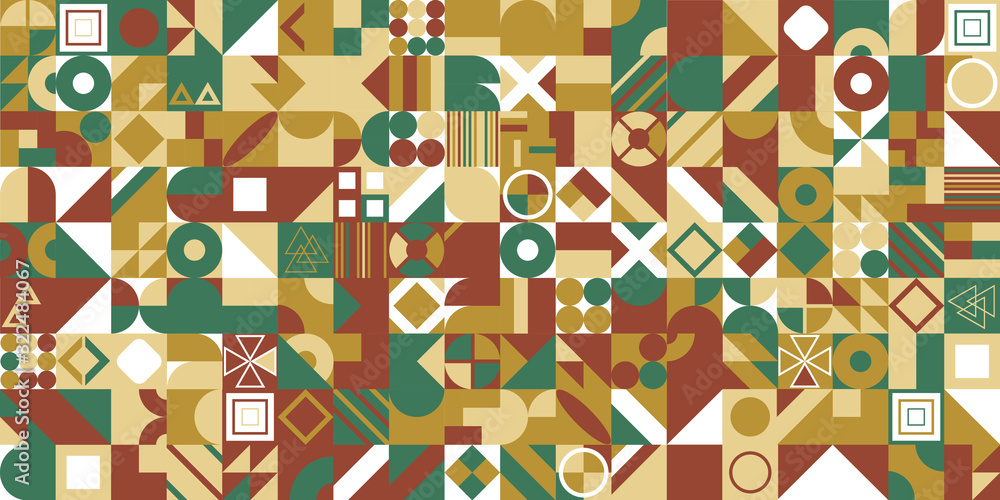 Poster retro pattern of different shapes. colorful vector mosaic backdrop. geometric hipster retro backgrou