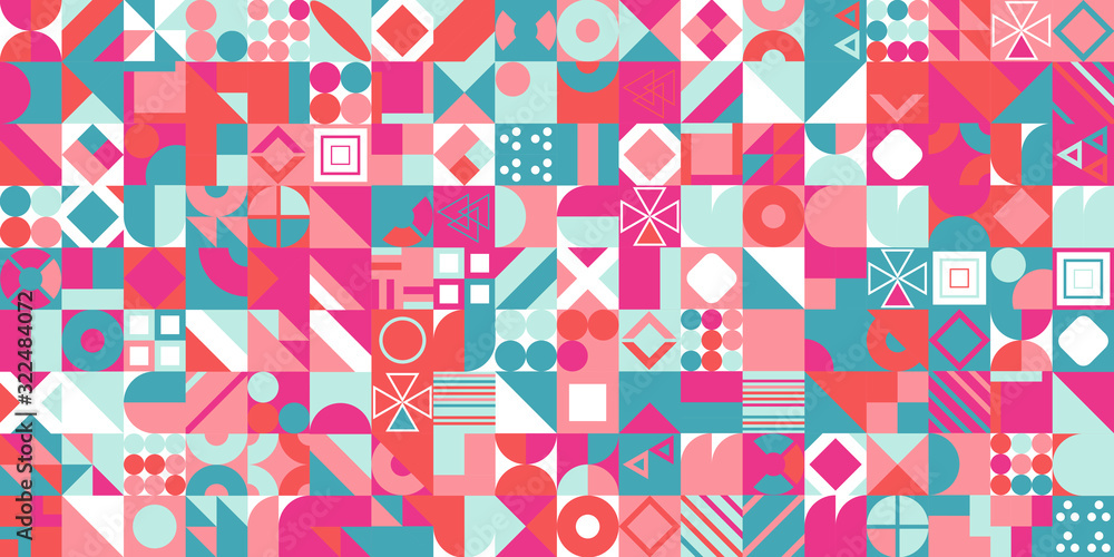 Poster retro pattern of different shapes. colorful vector mosaic backdrop. geometric hipster retro backgrou