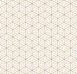 Seamless japanese pattern shoji kumiko in golden.Diamonds grid.
