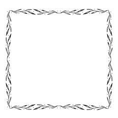 Square frame made of twigs. Simple hand-drawn doodle elements for decoration of invitations, posters, cards, social networks template. Stock vector illustration isolated on transparent background.