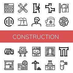 construction simple icons set