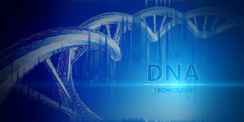 Abstract science  background. Science concept.  Progressive biology technology.  Wireframe structure DNA molecule.