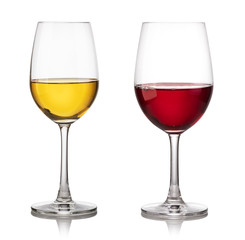 Glass of red and white wine