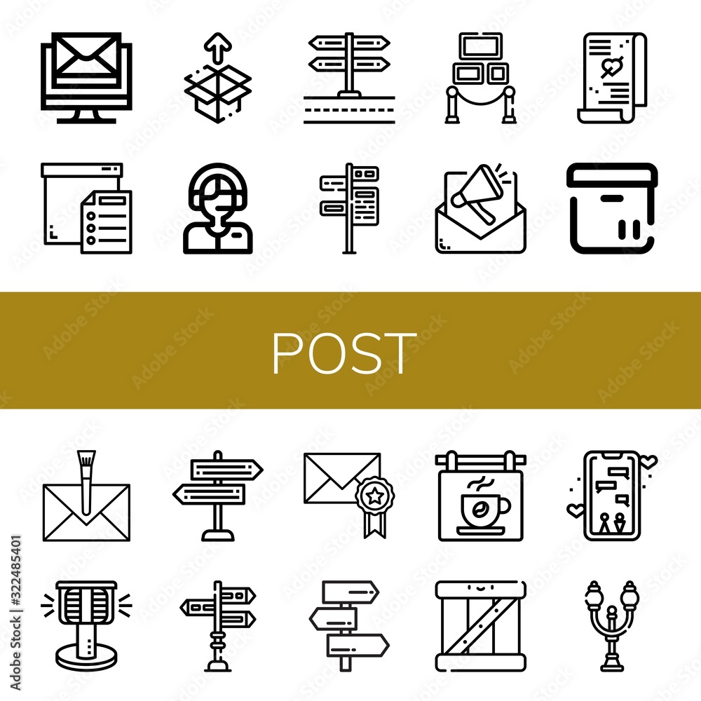 Poster post simple icons set