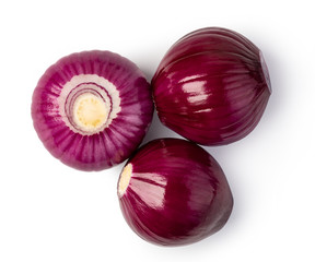 red onion on white background
