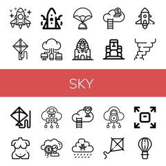 sky simple icons set