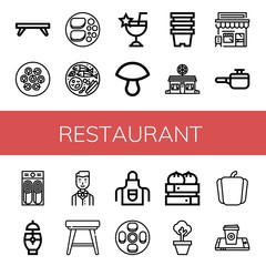 restaurant simple icons set