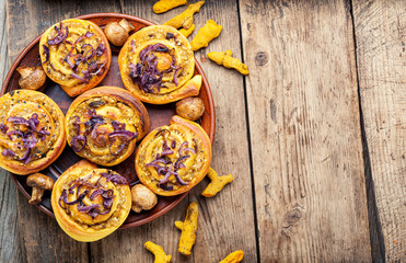 Turmeric buns with vegetable filling