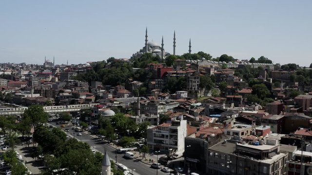 Istanbul City and Suleymaniye Mosque Aerial View