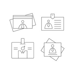 ID and business card icons thin line set