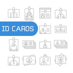 ID and business card icons thin line set