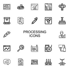 Editable 22 processing icons for web and mobile