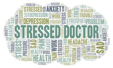 Fototapeta premium Stressed Doctor word cloud.