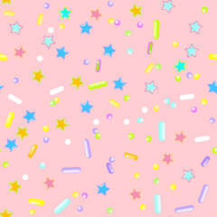 Sprinkle Cupcake Donut Topping. Seamless Pattern 