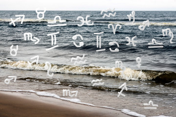 Sea and astrological zodiac symbols