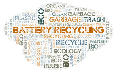 Fototapeta na wymiar Battery Recycling word cloud.