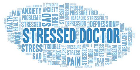 Fototapeta premium Stressed Doctor word cloud.