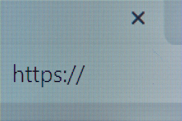Https on blue background. Closeup