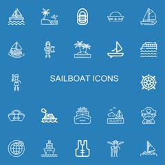 Fototapeta na wymiar Editable 22 sailboat icons for web and mobile