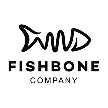 fish bone icon simple line logo design 