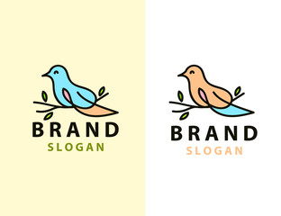 Abstract Bird Logo design vector template linear style.