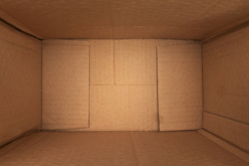 Empty brown cardboard box background texture top view down