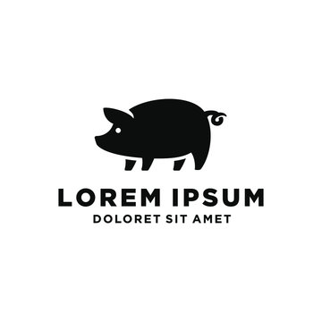 pork pig logo icon design template vector restaurant cafe food