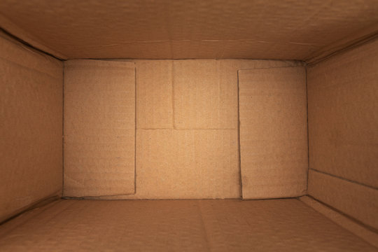 Empty brown cardboard box background texture top view down