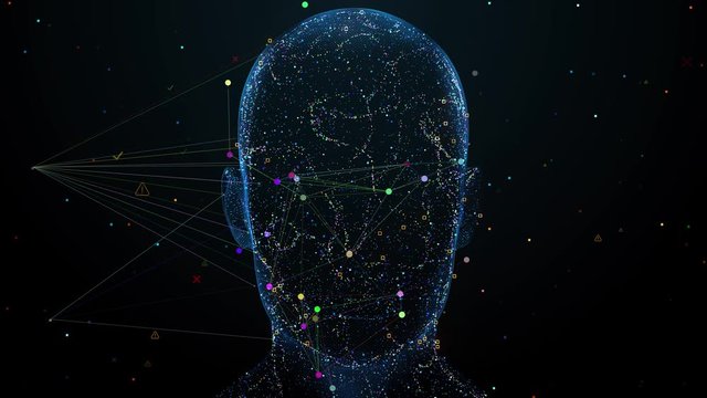 3d render or visualisation of face analytics. Biometric scan. Security identification. Loopable sequence.
