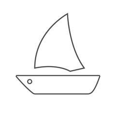 Yacht is sailing. Ship icon. Vector illustration.	
