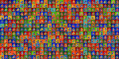 Fototapeta premium Simple banner of decorative patterns colored geometric composition flat style