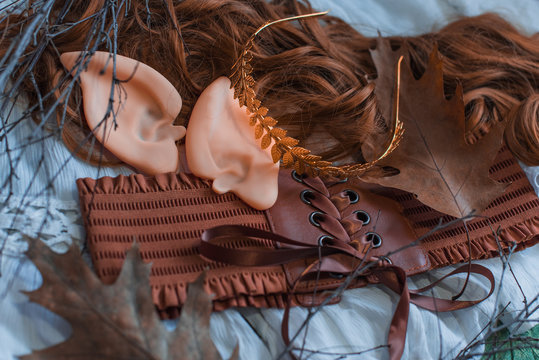 Elf cosplay set, detail for fairy costume, ideas for masquerade