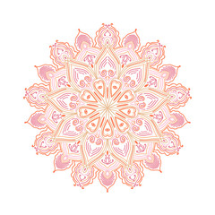 Abstract round pattern. Lacy mandala decorative element. Hand drawn background for textile, fabric, stationery.