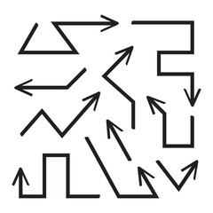 hand drawn arrows line vector set