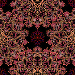 Seamless pattern. Lacy mandala decorative elements. Hand drawn background.