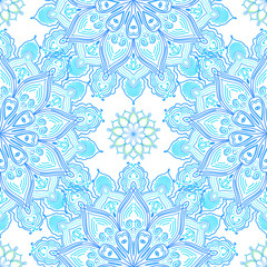 Seamless pattern. Lacy mandala decorative elements. Hand drawn background.