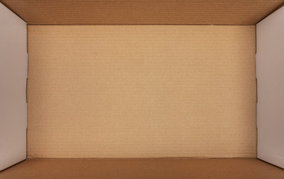 Empty brown cardboard box background texture top view down