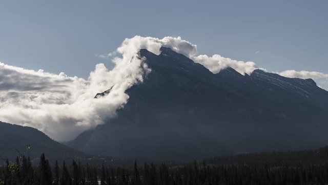 Clouds flow over mount Rundle near Banff, Alberta 8K timelapse