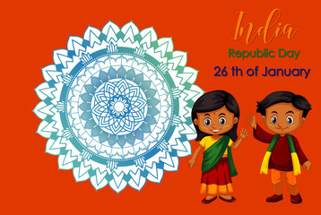 India Republic day poster design with two children