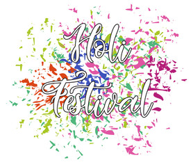 Fototapeta premium Happy Holi festival poster design with colorful background