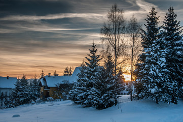 Obraz premium Mountain Zlatibor (Serbia), winter sunset
