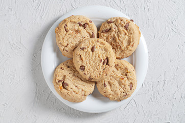 Cookies with chocolate in plate