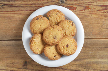 Cookies with nuts in plate