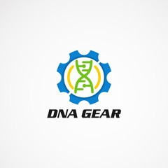DNA Gear logo design concept, icon, element, and template for company