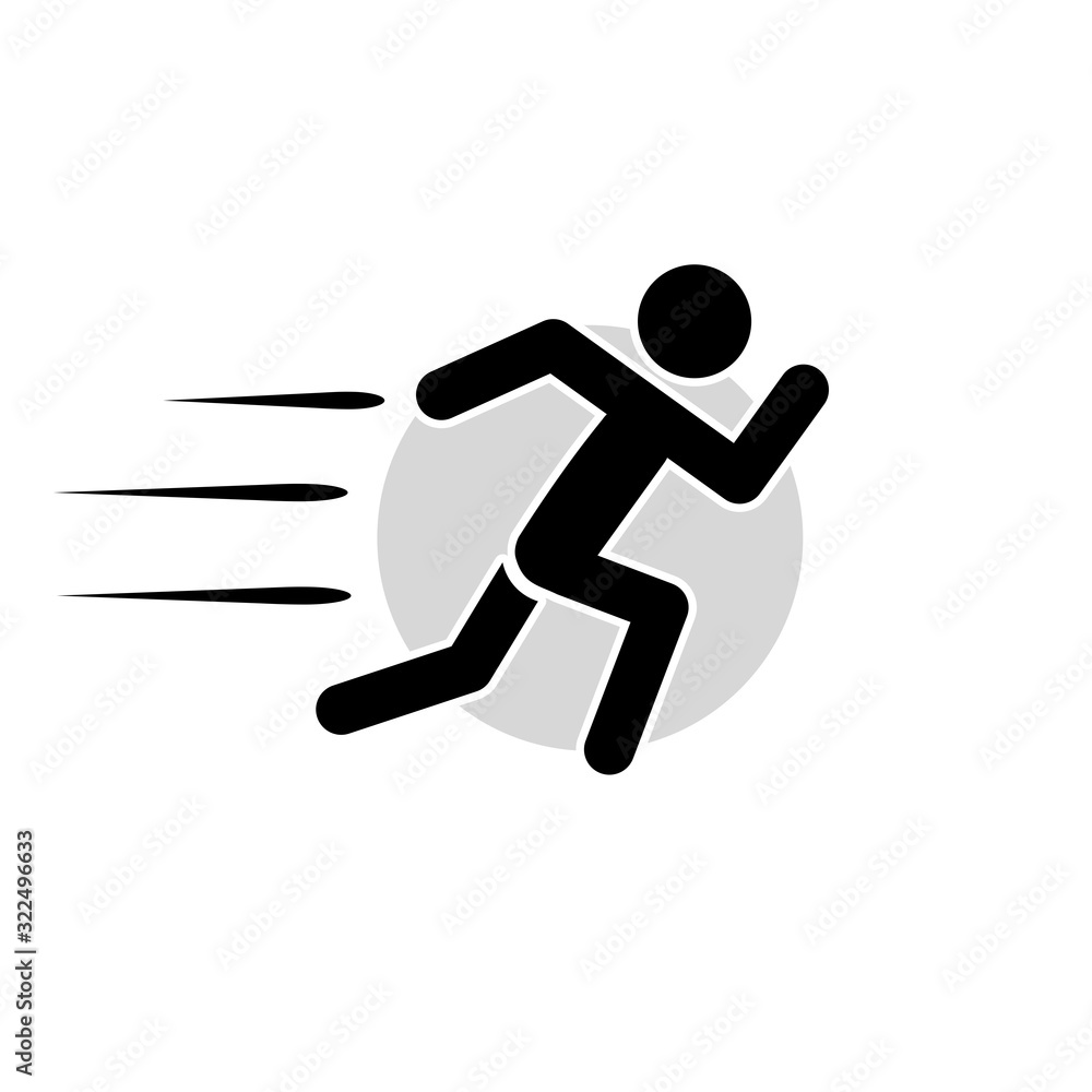 Poster man running icon on white background