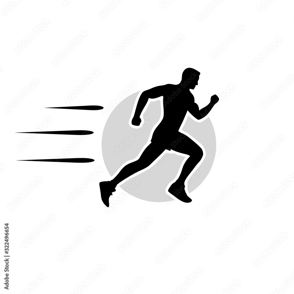Poster man running icon on white background
