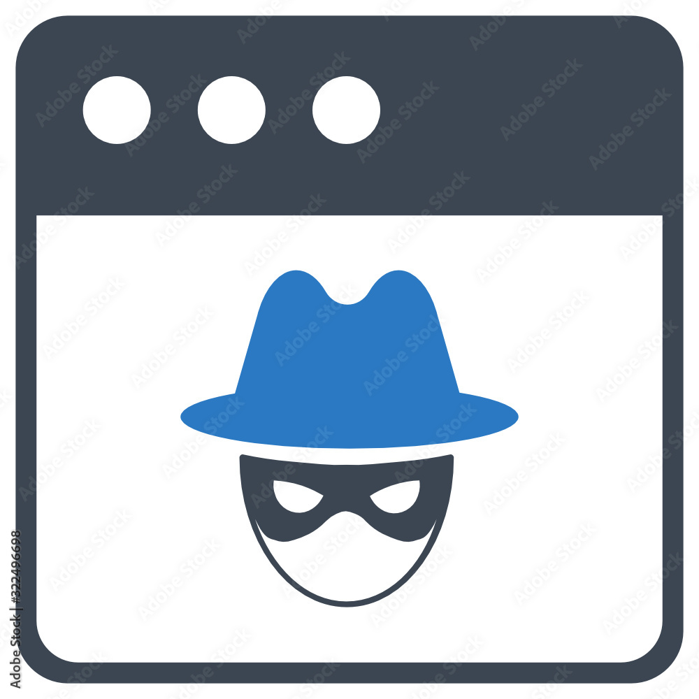 Poster hacker and browser design, website phishing cybercrime vector solid icon design